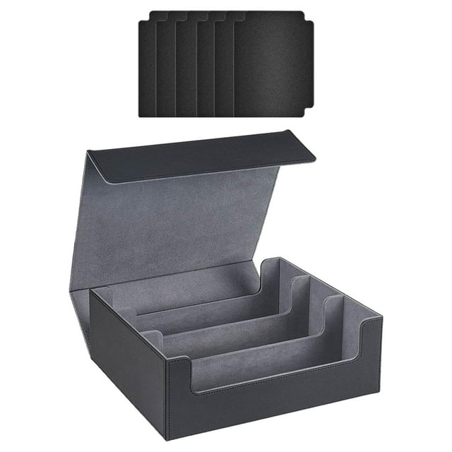 jinwen Card Case Collectible Game Card Box Card Deck Box 1800 Cards Capacity Holder Black