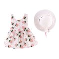 thumbnail image 3 of Odeerbi Baby Girl Clothes Girls Dresses Toddler Kids Sleeveless Strawberry Print Princess Dress Hat Outfits, 3 of 9