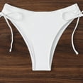 thumbnail image 4 of Bathing Suit for Women Halter Ring Linked Tie Side Bikini Sets Two Piece Swimsuit (White,M), 4 of 6