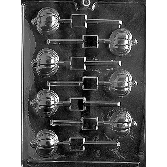 Grandmama's Goodies T009 Small Pumpkin Lollipop Thanksgiving Chocolate Candy Soap Mold with Exclusive Molding Instructions