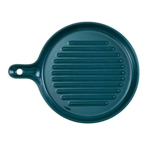 LEORX Oven Safe Ceramic Dinner Plates Dark Green Handle Easy to Use