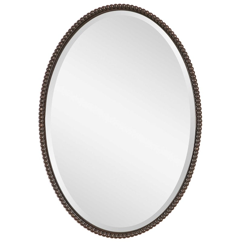 Beaumont Lane Beaded Metal Oval Wall, Distressed Oval Mirror