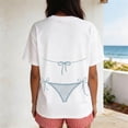 thumbnail image 5 of Ladies Tops and Blouses Wedding Bridesmaid Funny Round Neck Printed Rugby Shirt for Women,White,L, 5 of 6