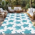 thumbnail image 2 of Coastal Sea Turtle Outdoor Rug for Patio/Deck/Porch, Non-Slip Large Area Rug 5 x 8 Ft, Nautical Turquoise Ocean Creatures Indoor Outdoor Rugs Washable Area Rugs, Reversible Camping Rug Carpet Runner, 2 of 8