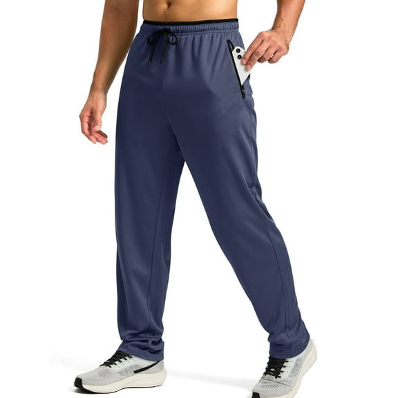 ADSSDQ Hiking Pants for Men Lightweight Athletic Pants Quick Dry with Zipper Pockets Running Track Workout Pants Navy M