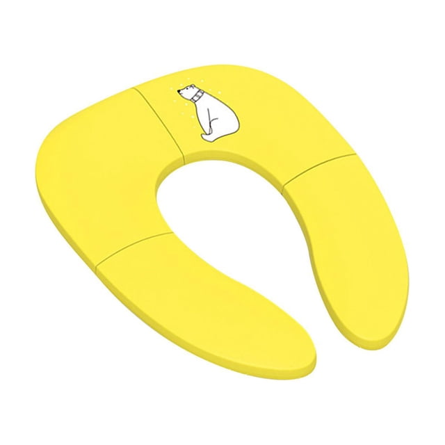 Asiento de inodoro plegable con anillo para orinal, funda para inodoro para viajes, para niñas pequeñas y niños Amarillo