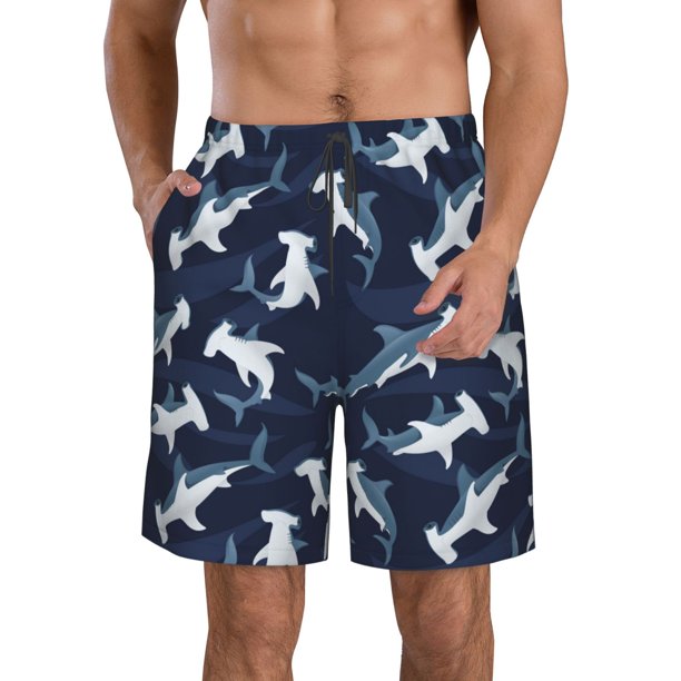 Fotbe Cute Shark Trajes de Baño Estampados para Hombre, Shorts de Verano de Secado Rápido, Ropa de Playa, Bañadores-Medium