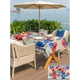 thumbnail image 5 of Outdoor Tablecloth with Umbrella Hole for Patio/Picnic/Party/Camping, Independence Day Waterproof Table Cloth Rectangle Table Cover Washable, Red Blue Poppies Floral 4th of July Beige (60"x 102"), 5 of 8