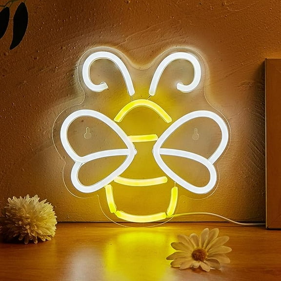 Bee LED Neon Sign Cute Neon Lights for Room USB Powered Wall Mounted Neon Signs For Bedroom, 3D Wall Art & Party wall Decorative Lighting Gift