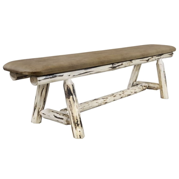 Montana Woodworks MWPSB6BUCK Montana Plank Style Bench, 6 ft. with Buckskin Upholstery