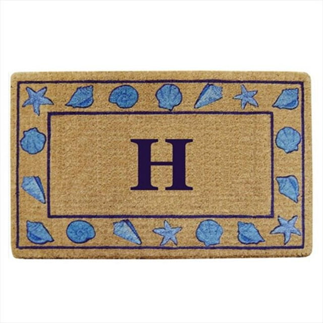 Nedia Home 02014J Tapis de Coco Robuste 30 x 48 Po à Feuilles Persistantes Bord Monogrammé J