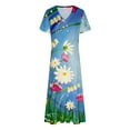 thumbnail image 4 of IROINNID Long Dresses For Women Loose Leisure Graphic Printed Short Sleeve V-neck Dress On Sale, 4 of 5