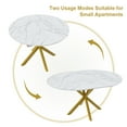 thumbnail image 5 of PAPROOS Extendable Dining Table for 4-6, 60'' Expandable Round Dining Room Table with Metal Legs, Faux Marble Kitchen Table for Small Places, Breakfast Nook, White+Yellow(only table), 5 of 9
