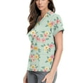 thumbnail image 3 of Scrubs for Women,Floral Print Scrub Tops - Side Pocket Design for Nurses & Healthcare Workers - Light Green - XXXXXL, 3 of 5