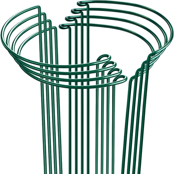ACDANC 8 Pack Plant Support Stakes, Half Round Metal Garden Plant Stake Indoor Peony Cages and Supports, Green Plant Support Ring Border for Tomato, Hydrangea, Flower Outdoor (10" x 15.8")