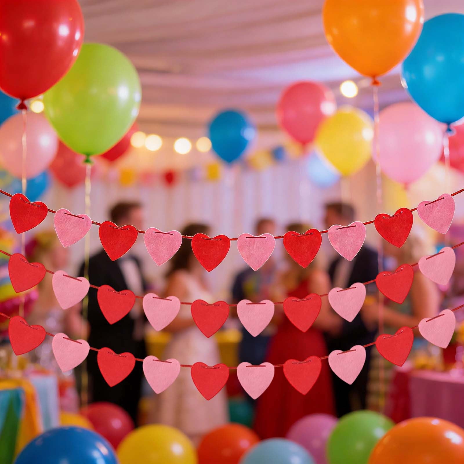 Heart Valentine's Day Garland Banner 12 Pack Valentines Day Decorations Party Favors for Door Wall Classroom School Home Anniversary Wedding Engagement Party Office Wall Decorations Supplies