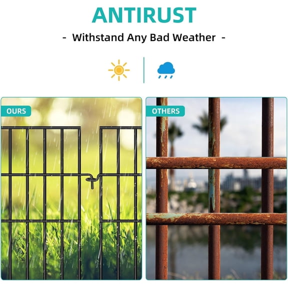 Animal Barrier Fence, 25 Panels No Dig Fences, 17in(H) X 27ft(L) Garden Fence Animal Barrier for Rabbits and Dog Under Fence Barrier, Rustproof Metal Fences Border for Outdoor, Yard, Patio