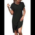 thumbnail image 2 of Vestido Midi de Verano para Mujer, Color Liso, con Abertura, Negro, Talla L, 2 of 9