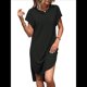 thumbnail image 2 of Vestido Midi de Verano para Mujer, Color Liso, con Abertura, Negro, Talla M, 2 of 9