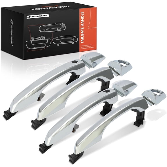 A-Premium Outside Exterior Door Handles Compatible with Hyundai Elantra 2017 2018 2019 2020, Sedan, Chrome, 4-PC Set, Front & Rear Driver and Passenger Side