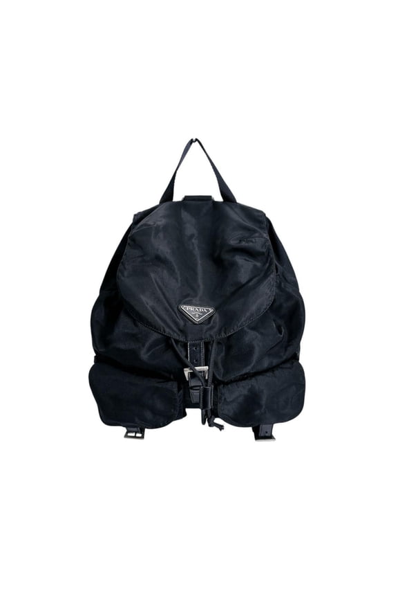 Pre-Owned Prada Triangle Logo Backpack in Black Nylon (Good)