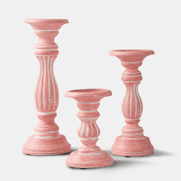 Mela Artisans Rose Reverie Pillar Candleholders, Set of 3
