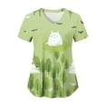 thumbnail image 4 of COMVALUE Scrub Tops Women Short Sleeve Plus Size V Neck Fun Printed Scrubs Top Medical Nursing Uniforms with Pockets (Light Green, S), 4 of 9