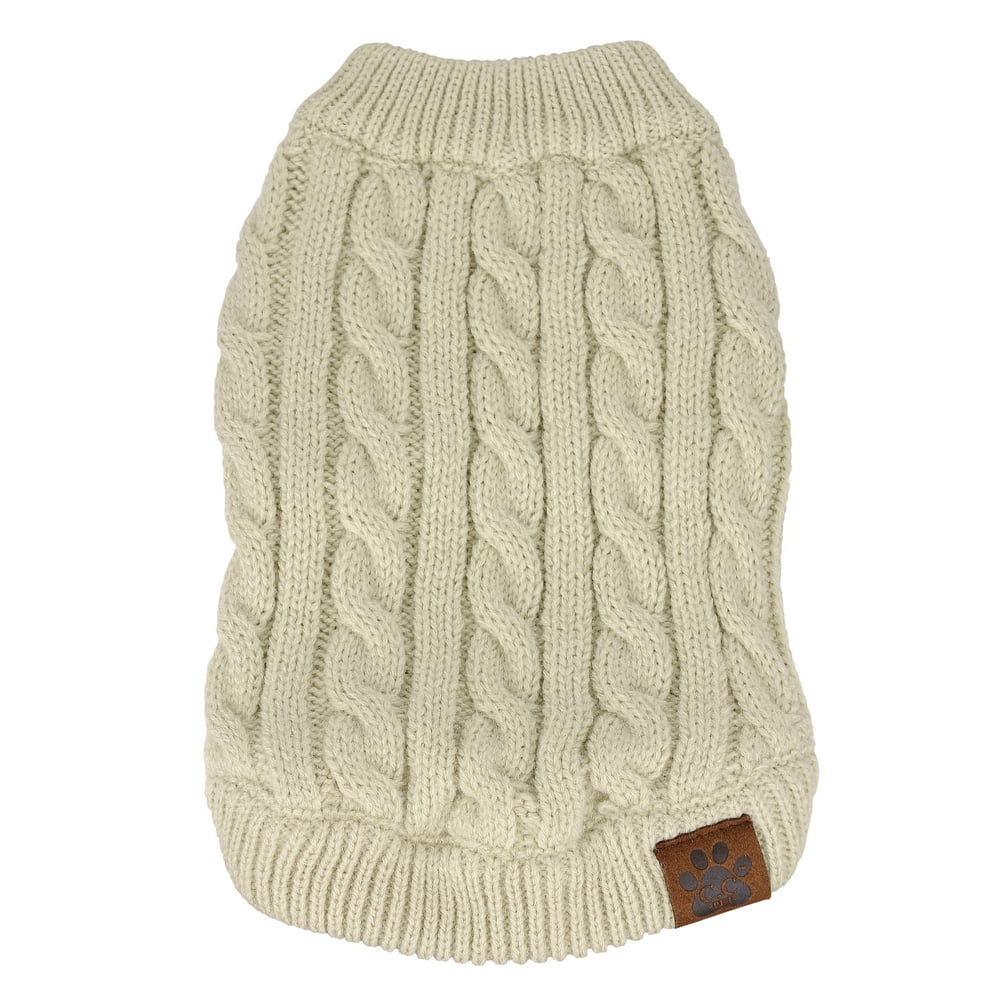 C.C Pet Solid Ribbed Cable Knit Pullover Winter Clothes Dog Sweater
