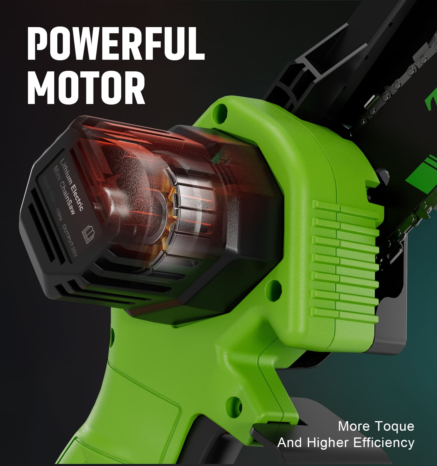 6 Inch Portable Electric Chainsaw, 20 V Battery Powered Chainsaw with Tool-less Chain Tensioning(1 Battery)