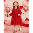 thumbnail image 4 of Arshiner Toddler Girls V Back Tutu Dress Tulle Puff Long Sleeve Wedding Birthday Party Fall Toddlers Dresses, 4 of 6