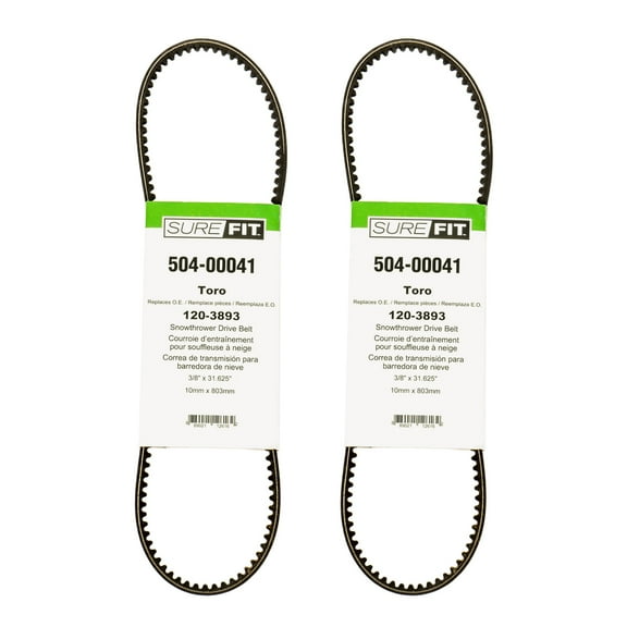 SureFit Rear Auger Drive Belt for Toro 120-3893 Power Max 726OE Snowthrower 2PK