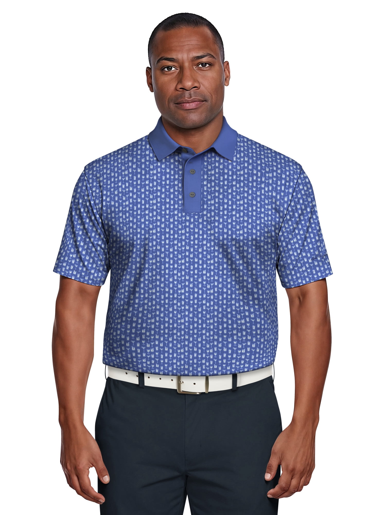 Ben Hogan Men's & Big Men's Performance Drink Printed Short Sleeve Polo Shirt, up to 5XL