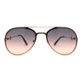 thumbnail image 2 of Womens Luxury Metal Deco Designer Rimless Pilots Sunglasses Gold Black Peach, 2 of 4