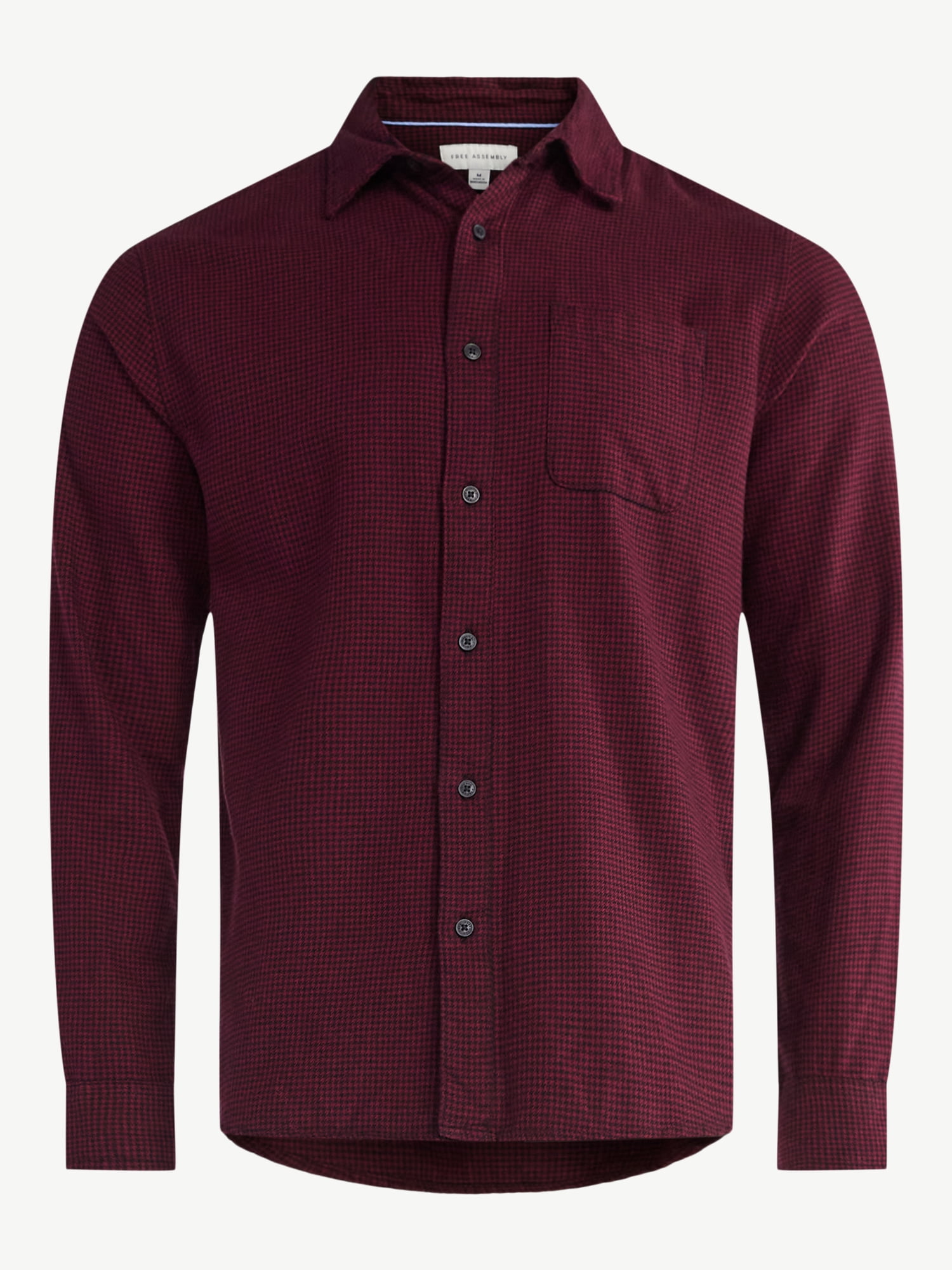 Free Assembly Men's Brushed Cotton Twill Shirt with Long Sleeves, Sizes XS-3XL