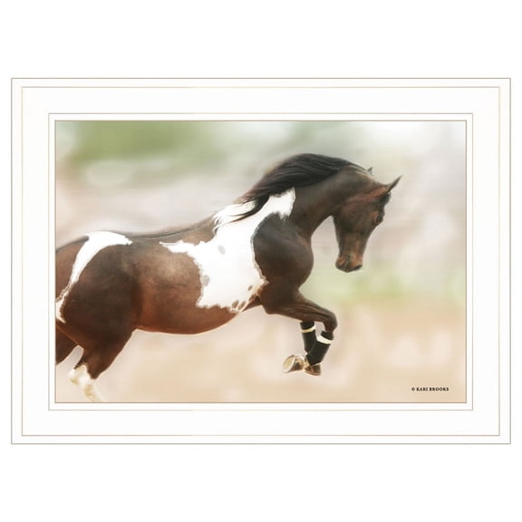Trendy Decor4U "A Wild Kookie" By Kari Brooks, Ready to Hang Framed Print, Horse Wall Art, White Frame