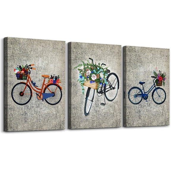 Black and white bicycle inspirational Canvas Wall Art for Living Room Bedroom Decoration,Bathroom Wall Decor 3 Piece Home Decoration Watercolor painting office decor Wall Painting mural Artwork