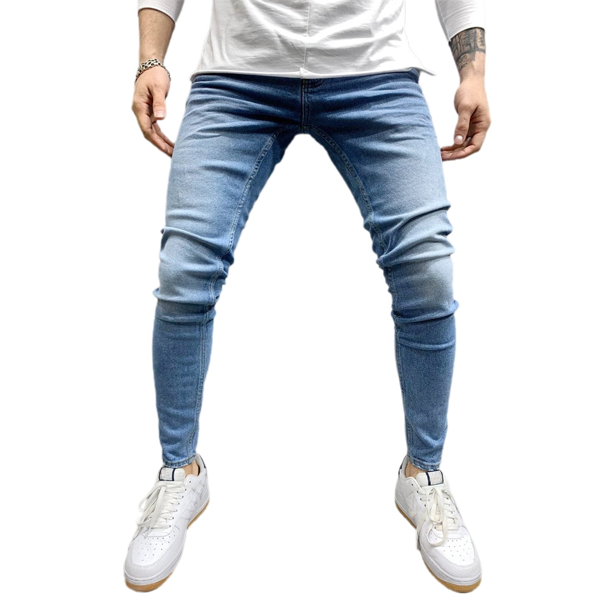 ZLZ Slim Fit Biker Jeans, Men's Super Comfy Stretch Skinny Biker Denim Jeans  Pants (28, Light Blue) : : Clothing, Shoes & Accessories