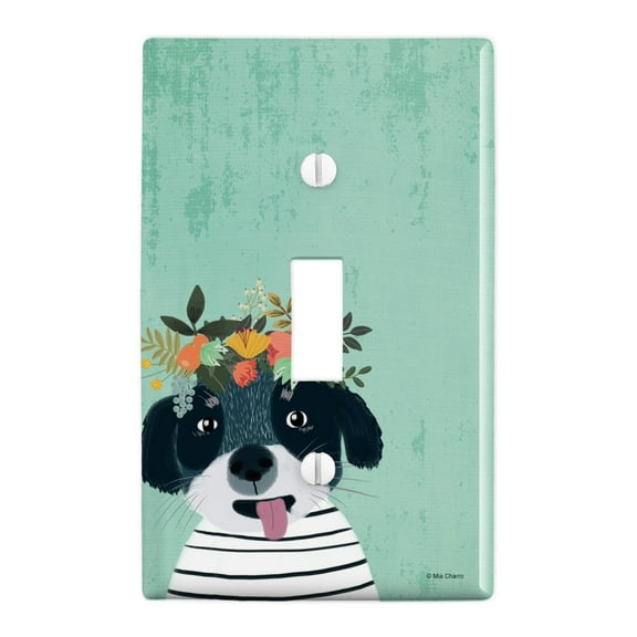 Funny Puppy Flowers in Hair Plastic Wall Decor Toggle Light Switch Plate Cover