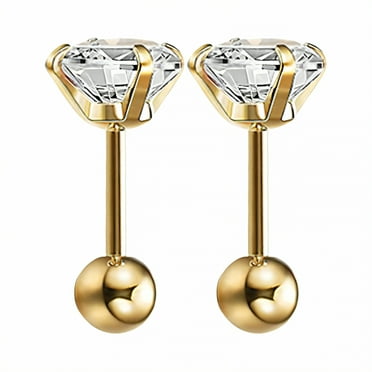DESIGNICE 2Pcs Stud Earrings for Women,Comfortable Wear Flat Back Stud Earrings,Lean Structure Stud Earrings for Women Hypoallergenic,Gold2