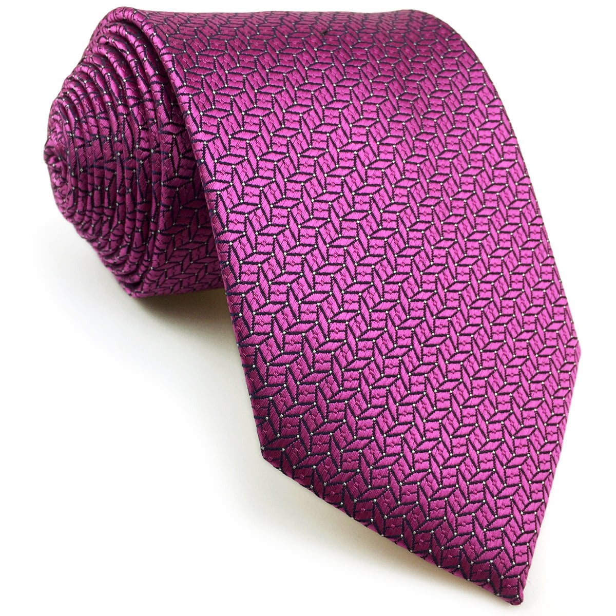 Mens Tie Luxury Neckties Fuschia Solid Classic Size 57.5"