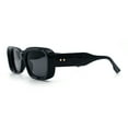 thumbnail image 6 of Womens Beveled Thick Plastic Narrow Rectangle Mod Fashion Sunglasses All Black, 6 of 8