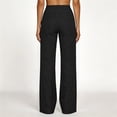 thumbnail image 4 of Womens Straight Leg Linen Style Pants, Drawstring Waist Loose Fit Casual Summer Beach Trousers with Pockets Black M, 4 of 4