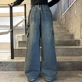 thumbnail image 5 of YUEHUA girls jeans size 16, Girls Casual Denim Pants With Rhinestone Bow Autumn Loose Fit Flared Straight Leg Trousers For Big Kids, 5 of 6