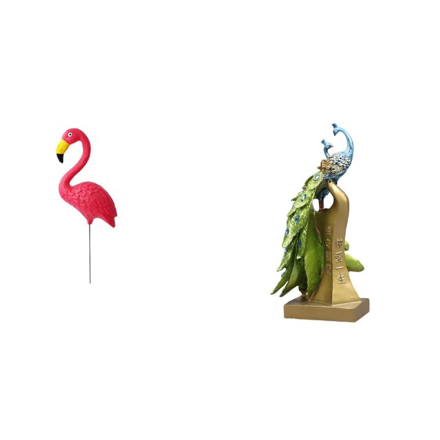 Estatua de estaca de jardín,Adorno de flamenco para jardín,patio,porche,Figura de escritorio,Estante de estatua de pavo real para escritorio,decoración del hogar,Figura decorativa creativa