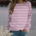 thumbnail image 2 of Jinhomg Womens Drop Shoulder Sweatshirt 2024 Fashion Striped Crew Neck Tops Fall Casual Comfy Long Sleeve Pullovers 2024 Trendy Going Out Wear Fall Giving Pink L, 2 of 5