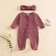 thumbnail image 2 of Baby Bodysuit For Boys And Girls Long Sleeve Footed Romper with Snap Closure In Solid Colors For Fall And Winter Infant Wear, 2 of 6