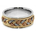 thumbnail image 2 of 14k Tri-Color Gold 8MM Hand Braided Weave Rope Design Wedding Band Comfort fit Size 9, 2 of 2