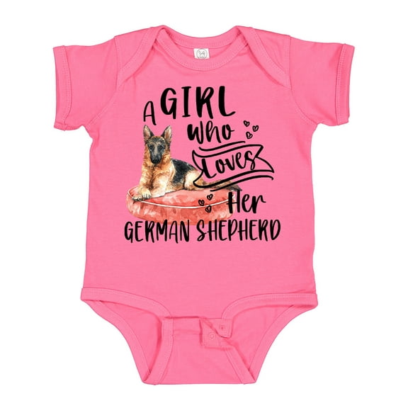 Inktastic A Girl Who Loves Her German Shepherd Boys or Girls Baby Bodysuit