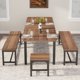 thumbnail image 4 of QinaQin Juego de comedor extensible para 4 a 8 personas con 2 bancas y 2 bancos, mesa rectangular de madera con estructura metálica resistente, 4 of 8