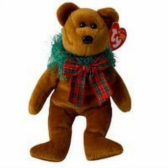 Ty Beanie Babies - HOLLIDAYS (Christmas Bear With Wreath 9" Plush) (BONUS 1 RANDOM TY ERASER)
